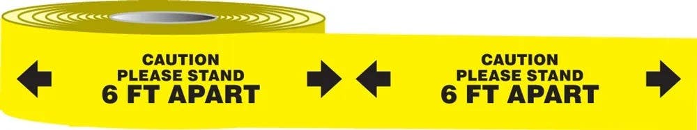 AccuformNMC PTM472 Floor Sign, Caution Please Stand 6 FT Apart, 2" x 54-ft