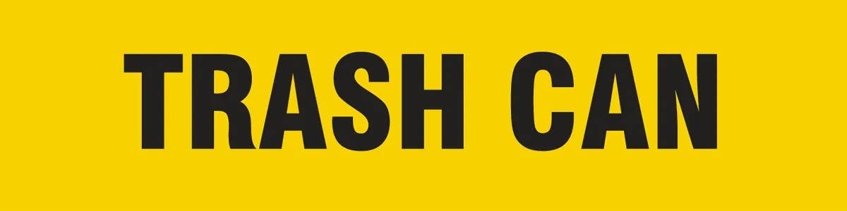 AccuformNMC PTP181 Floor Stripe, High Performance Message Floor Strips, Trash Can, 3" H x 12" W