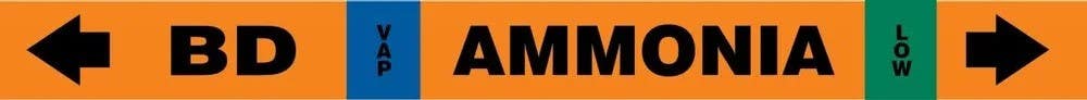 AccuformNMC RAK100 IIAR Self-Stick Ammonia Pipe Marker, BD/VAP/LOW