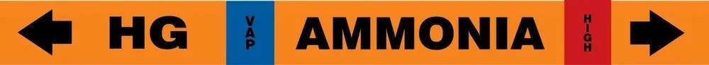AccuformNMC RAK104 IIAR Self-Stick Ammonia Pipe Marker, HG/VAP/HIGH
