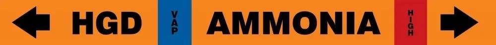 AccuformNMC RAK105 IIAR Self-Stick Ammonia Pipe Marker, HGD/VAP/HIGH