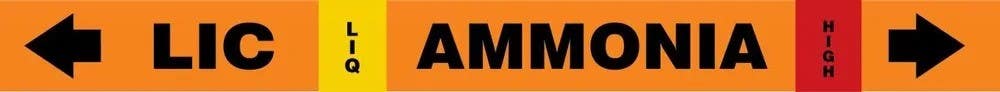 AccuformNMC RAK112 IIAR Self-Stick Ammonia Pipe Marker, LIC/LIQ/HIGH