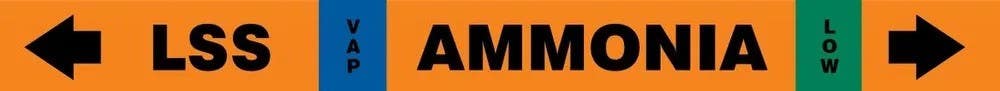 AccuformNMC RAK113 IIAR Self-Stick Ammonia Pipe Marker, LSS/VAP/LOW