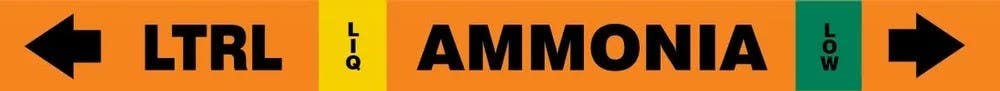 AccuformNMC RAK114 IIAR Self-Stick Ammonia Pipe Marker, LTRL/LIQ/LOW