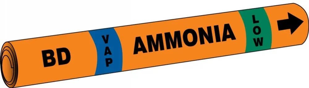 AccuformNMC RAP300 IIAR Snap Tite Ammonia Pipe Marker, BD/VAP/LOW