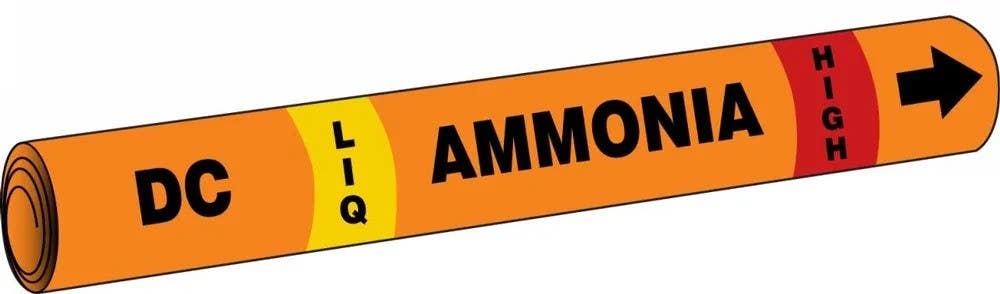 AccuformNMC RAP302 IIAR Snap Tite Ammonia Pipe Marker, DC/LIQ/HIGH
