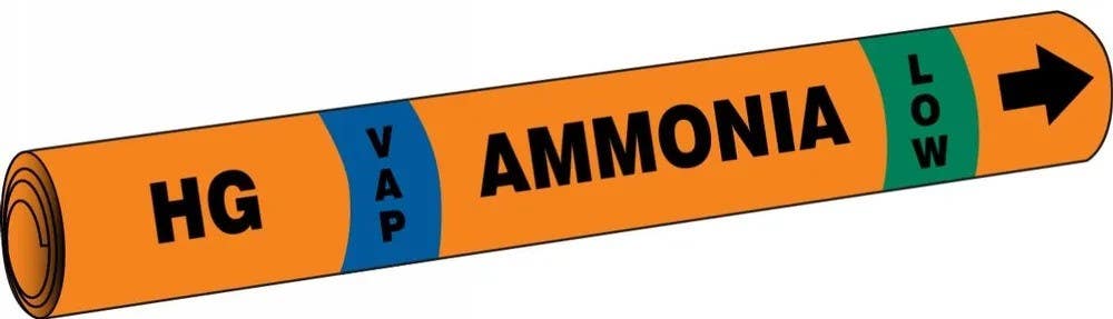 AccuformNMC RAP304 IIAR Snap Tite Ammonia Pipe Marker, HG/VAP/LOW