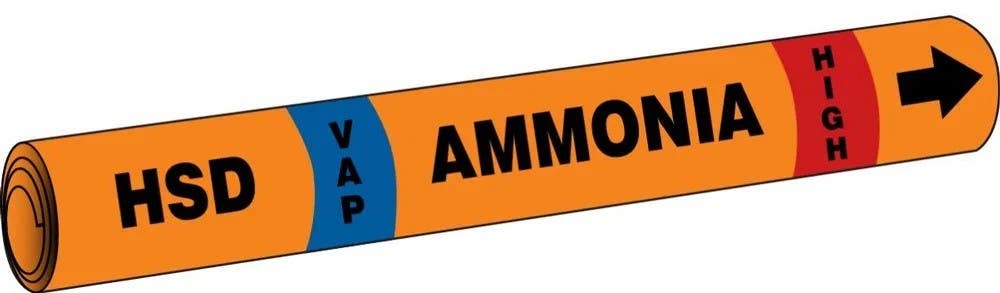 AccuformNMC RAP307 IIAR Snap Tite Ammonia Pipe Marker, HSD/VAP/HIGH