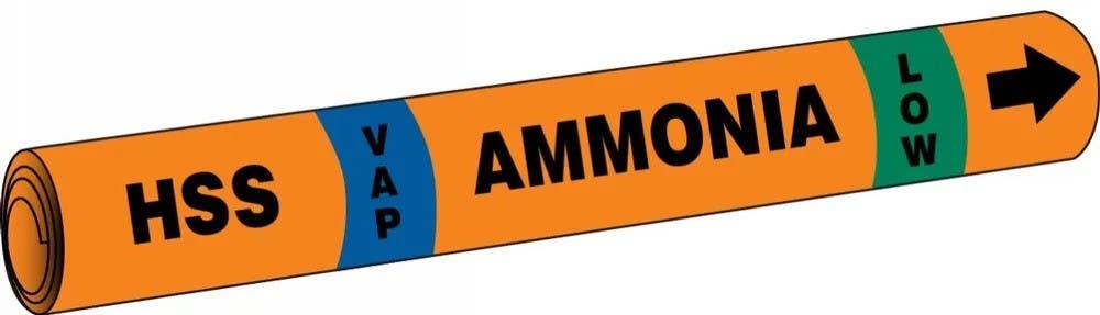 AccuformNMC RAP308 IIAR Snap Tite Ammonia Pipe Marker, HSS/VAP/LOW
