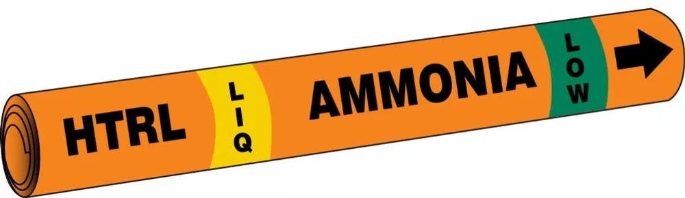 AccuformNMC RAP309 IIAR Snap Tite Ammonia Pipe Marker, HTRL/LIQ/LOW