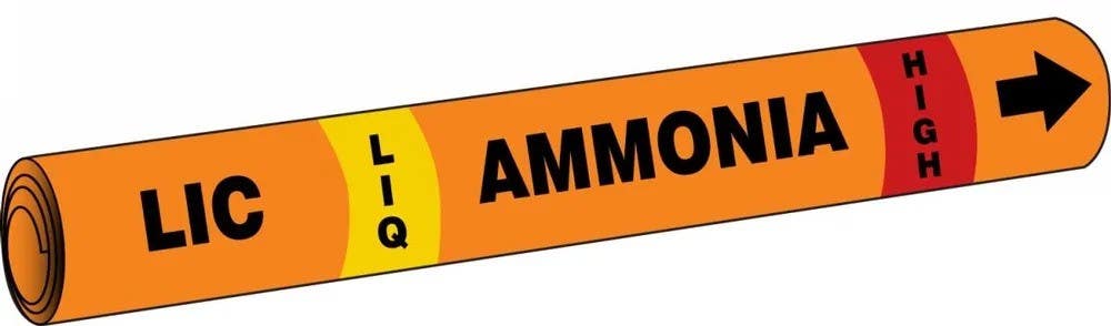 AccuformNMC RAP312 IIAR Snap Tite Ammonia Pipe Marker, LIC/LIQ/HIGH