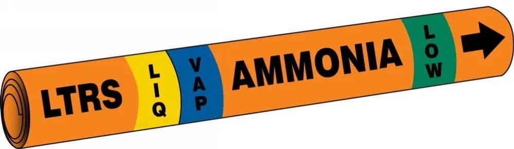 AccuformNMC RAP315 IIAR Snap Tite Ammonia Pipe Marker, LTRS/LIQ/VAP/LOW