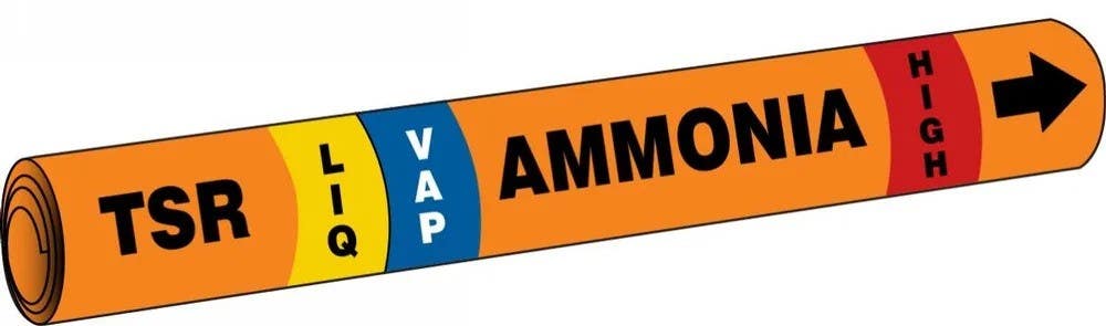 AccuformNMC RAP317 IIAR Snap Tite Ammonia Pipe Marker, TSR/LIQ/VAP/HIGH