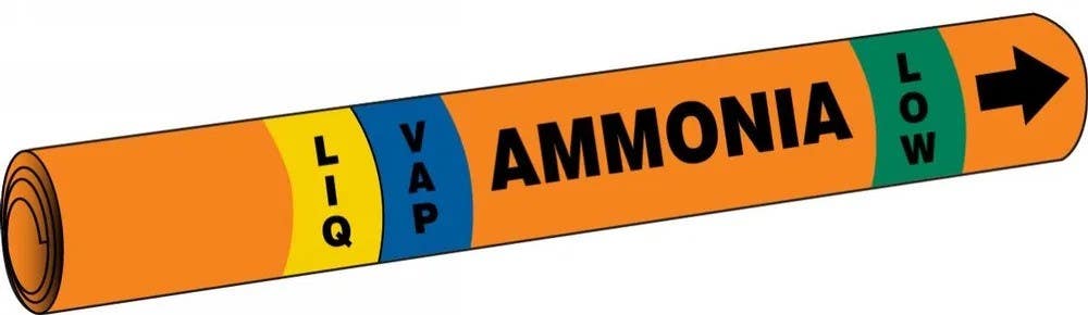 AccuformNMC RAP324 IIAR Snap Tite Ammonia Pipe Marker, (blank)/LIQ/VAP/LOW
