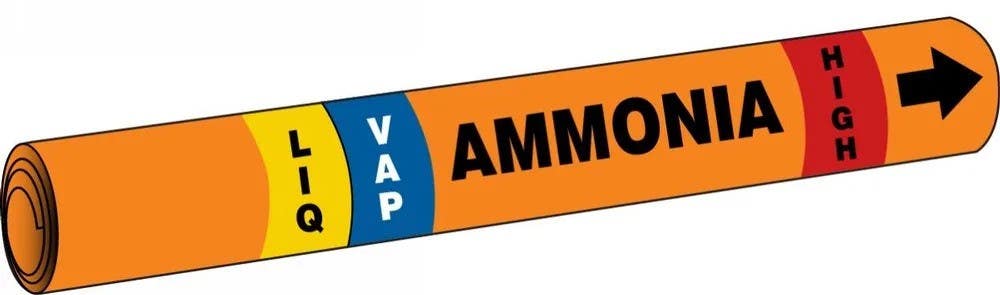 AccuformNMC RAP325 IIAR Snap Tite Ammonia Pipe Marker, (blank)/LIQ/VAP/HIGH