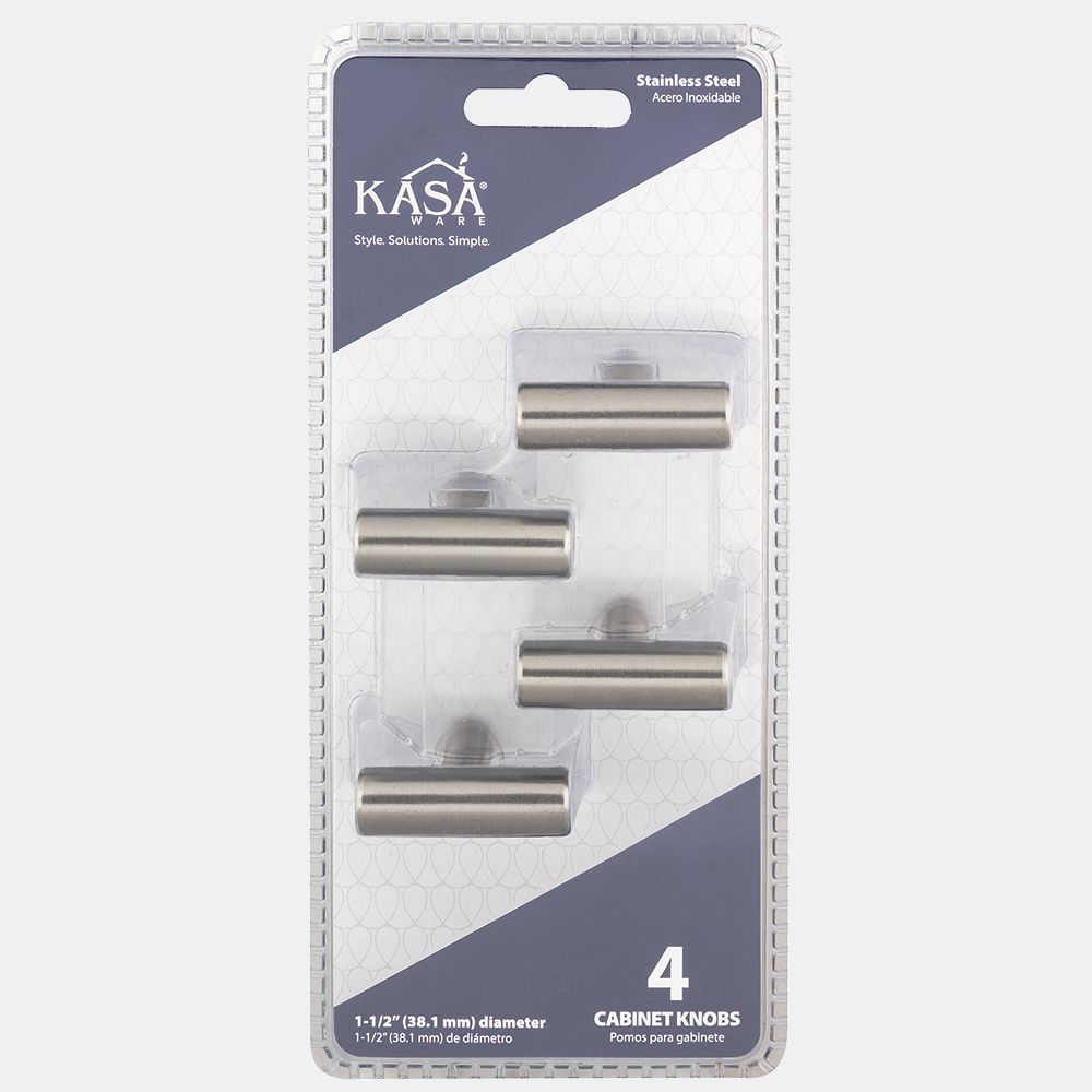 Hardware Resources K394SS-4 KasaWare Cabinet Knob w/ Beveled Ends, Stainless Steel, 4-Pack