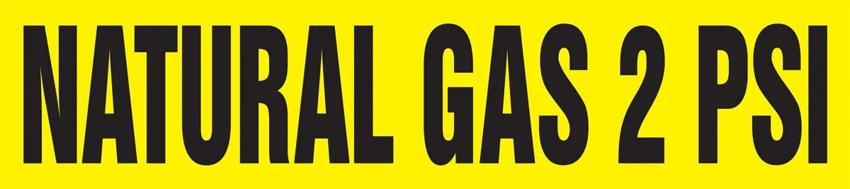 AccuformNMC RPM315 Medical Gas Pipe Marker, Natural Gas 2 PSI, 3" x 3", 20/Pk