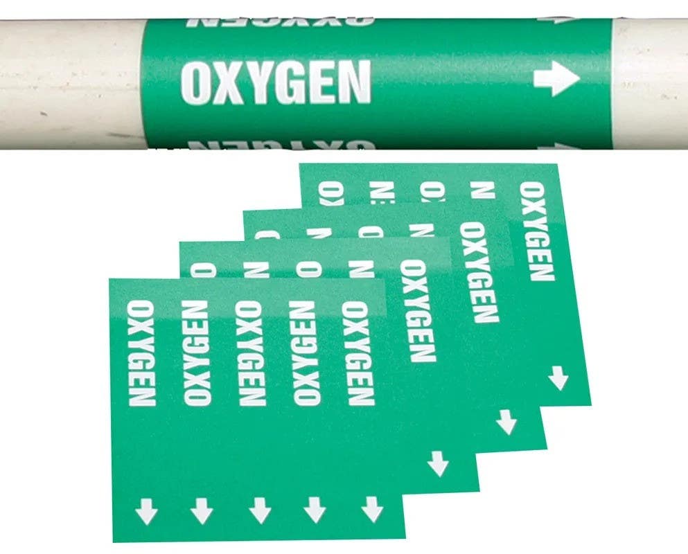 AccuformNMC RPM325 Medical Gas Pipe Marker, Oxygen, 3" x 3", 20/Pk