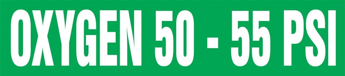 AccuformNMC RPM327 Medical Gas Pipe Marker, Oxygen 50 - 55 PSI, 3" x 3", 20/Pk