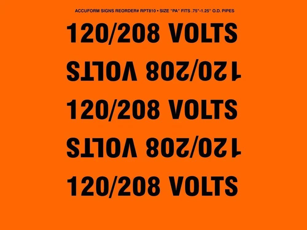AccuformNMC RPT810P Conduit And Cable Electrical Pipemarker, 120/208 Volts