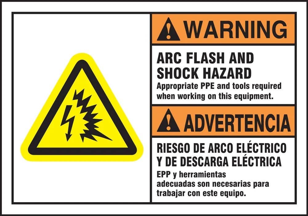 AccuformNMC SBLELC370XVE Bilingual ANSI Warning Safety Label, Arc Flash..., Adhesive Dura Vinyl, 3-1/2" H x 5" W