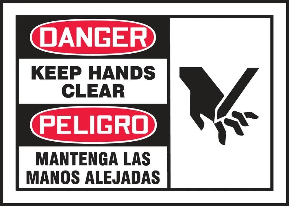 AccuformNMC SBLEQM185VSP OSHA Danger Safety Label, Keep Hands Clear, Adhesive Vinyl, 3-1/2" H x 5" W, 5/Pk