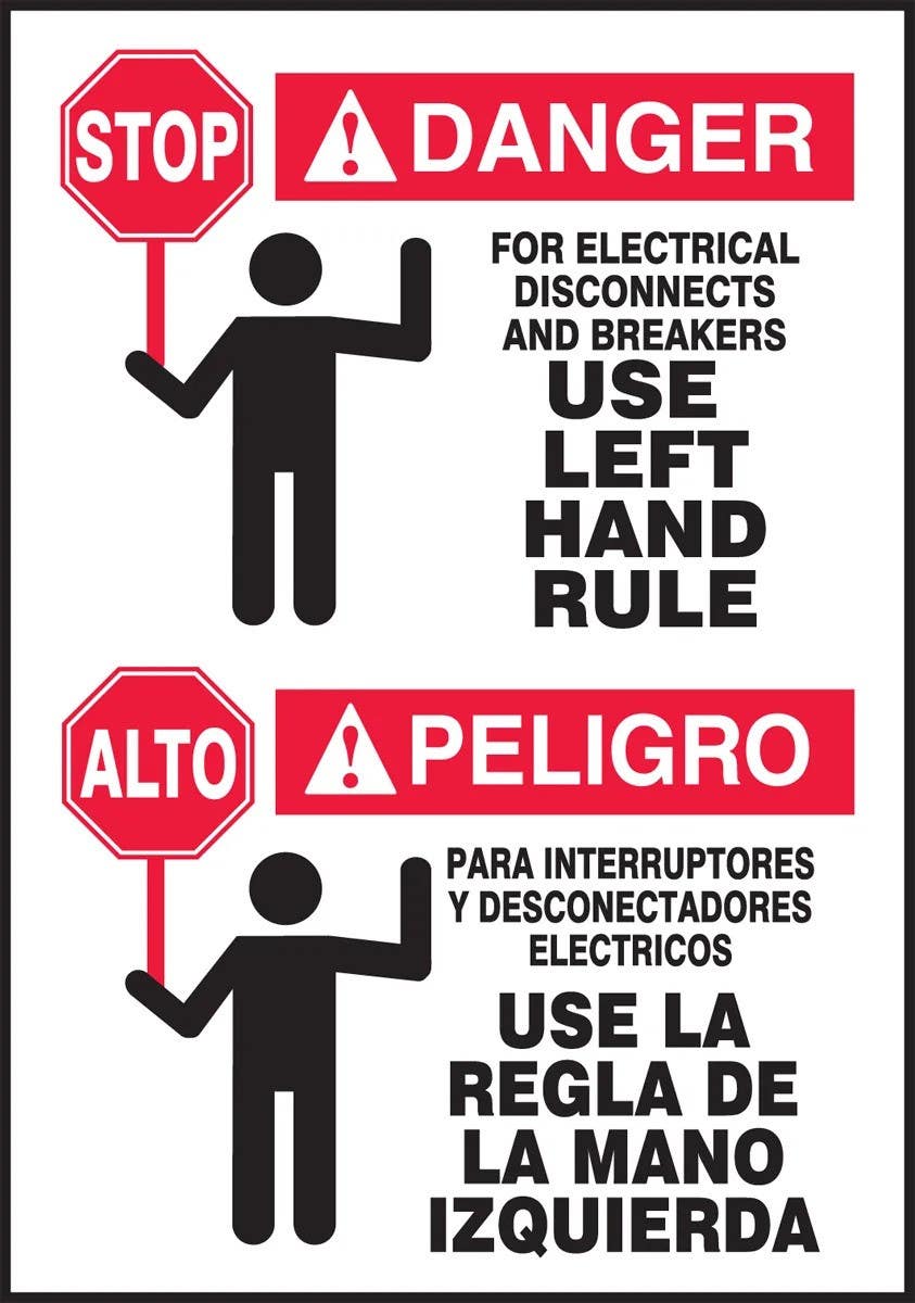 AccuformNMC SBLSPS193XVE Bilingual OSHA Danger Safety Label, For Electrical..., Adhesive Dura Vinyl, 5" H x 3-1/2" W