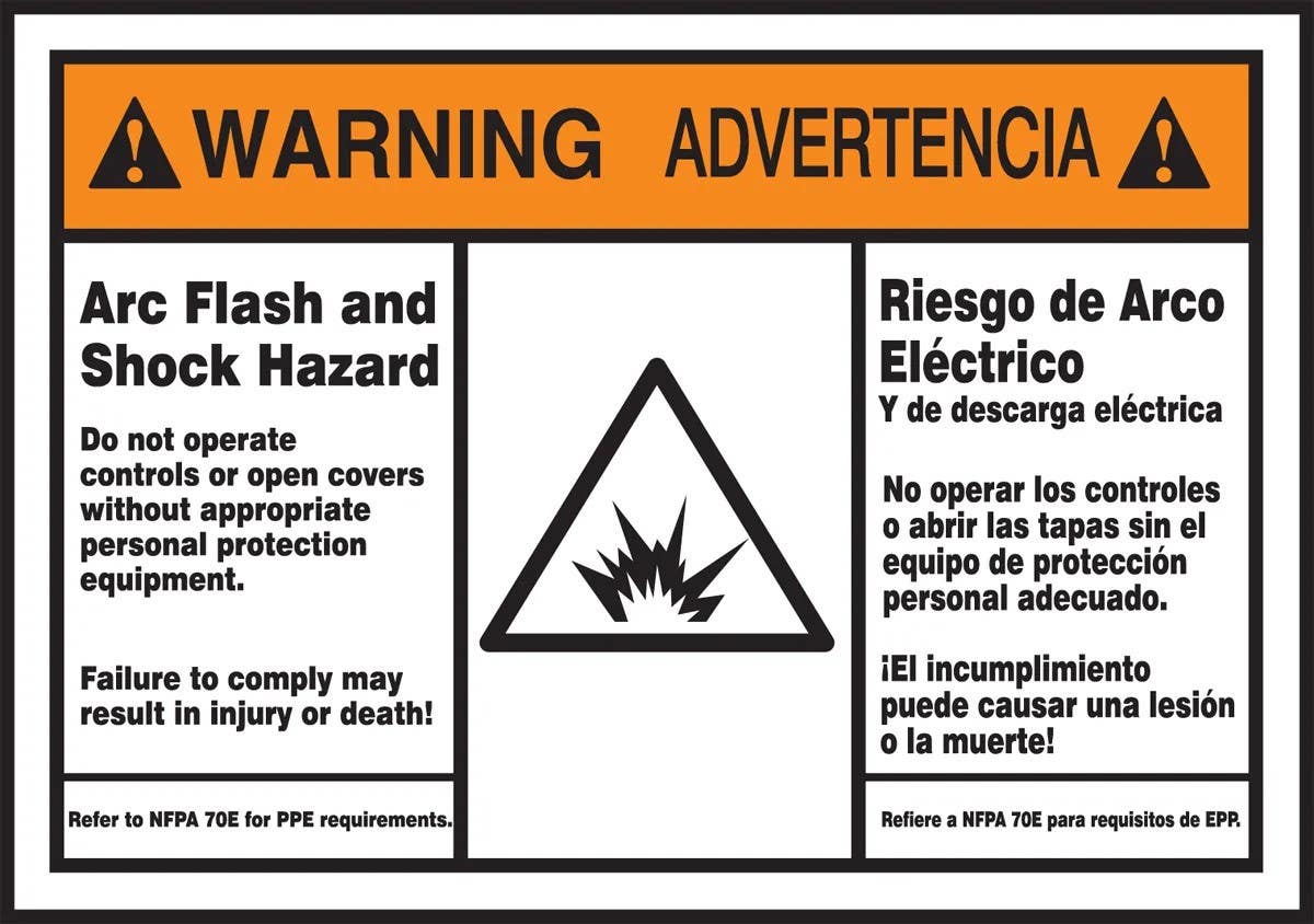 AccuformNMC SBLSPS370 ANSI Warning Safety Label, Arch Flash and Shock Hazard, Adhesive Dura Vinyl, 5" H x 3-1/2" W