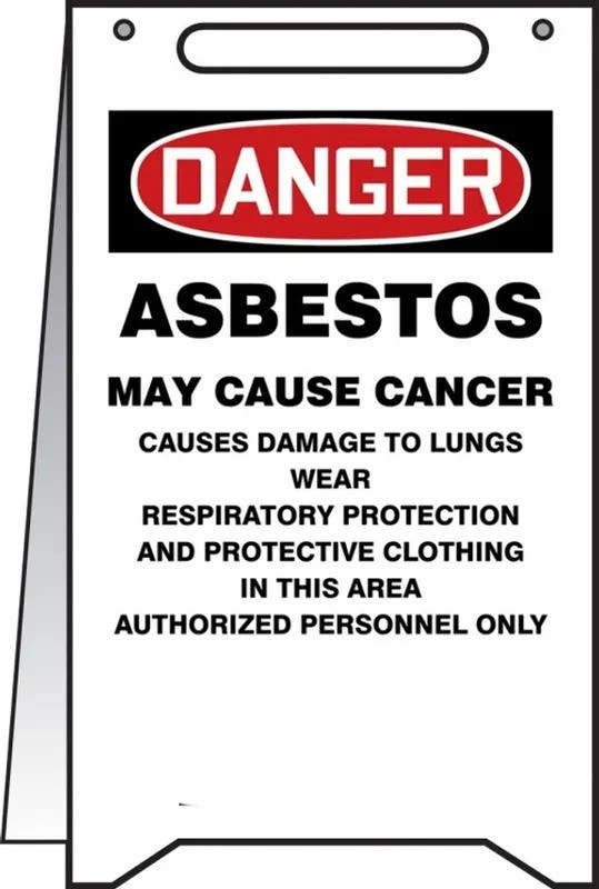 AccuformNMC MF113 OSHA Danger Fold-Ups, Floor Sign, Danger Asbestos May Cause Cancer Causes Damage…, 20" H x 12" W