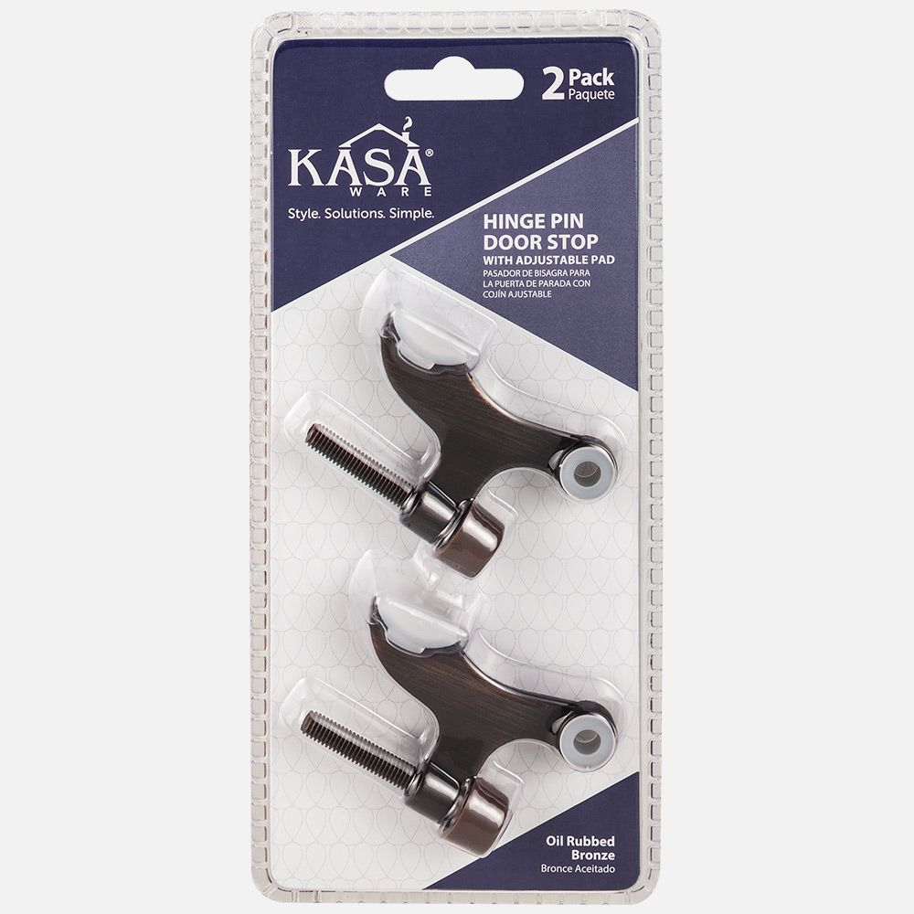 Hardware Resources KFD1-A KasaWare Hinge Pin Door Stop w/ Adjustable Pad, 2-Pack