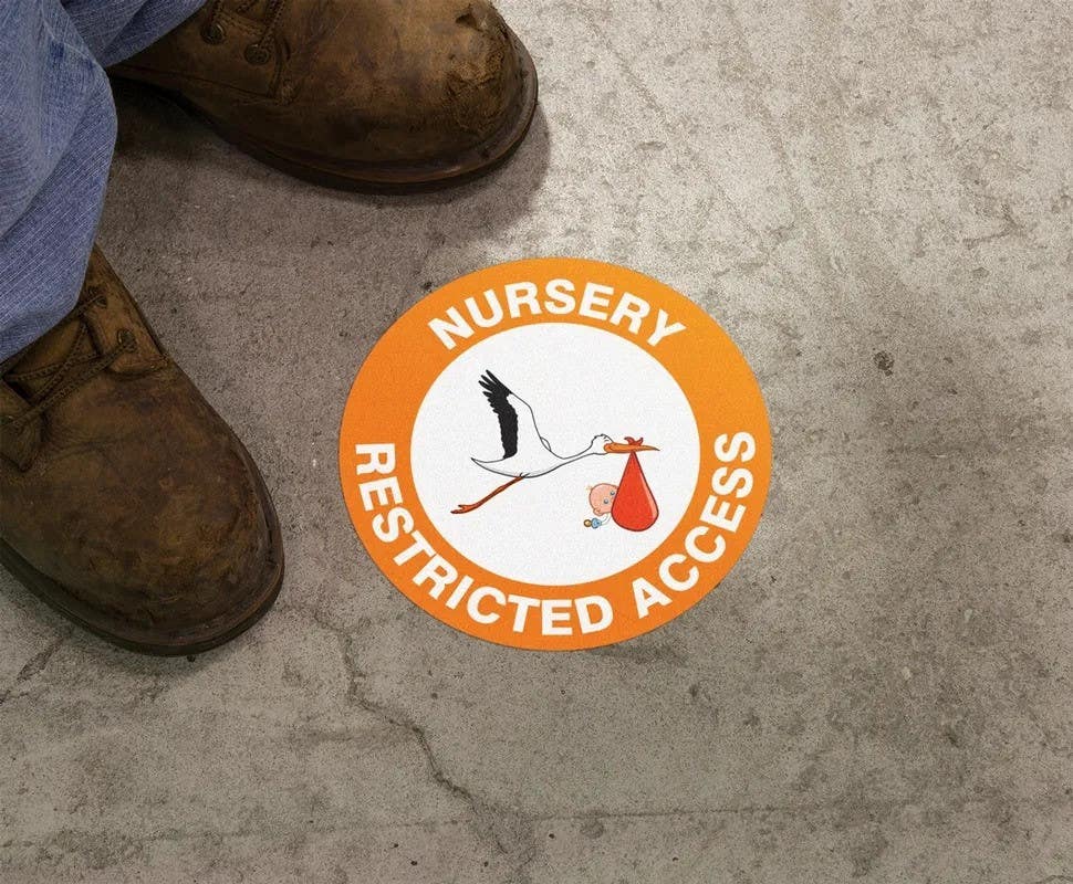 AccuformNMC MFS1 Slip-Gard, Floor Sign, Nursery Restricted Area