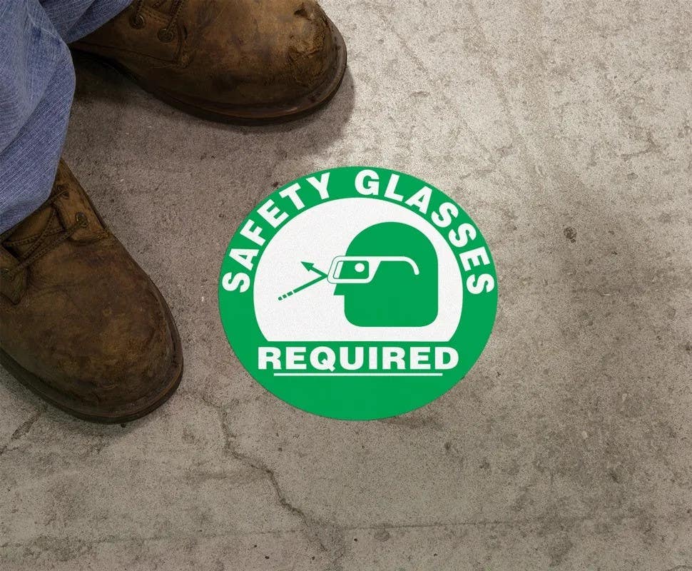 AccuformNMC MFS2608 Slip-Gard, Floor Sign, Safety Glasses Required