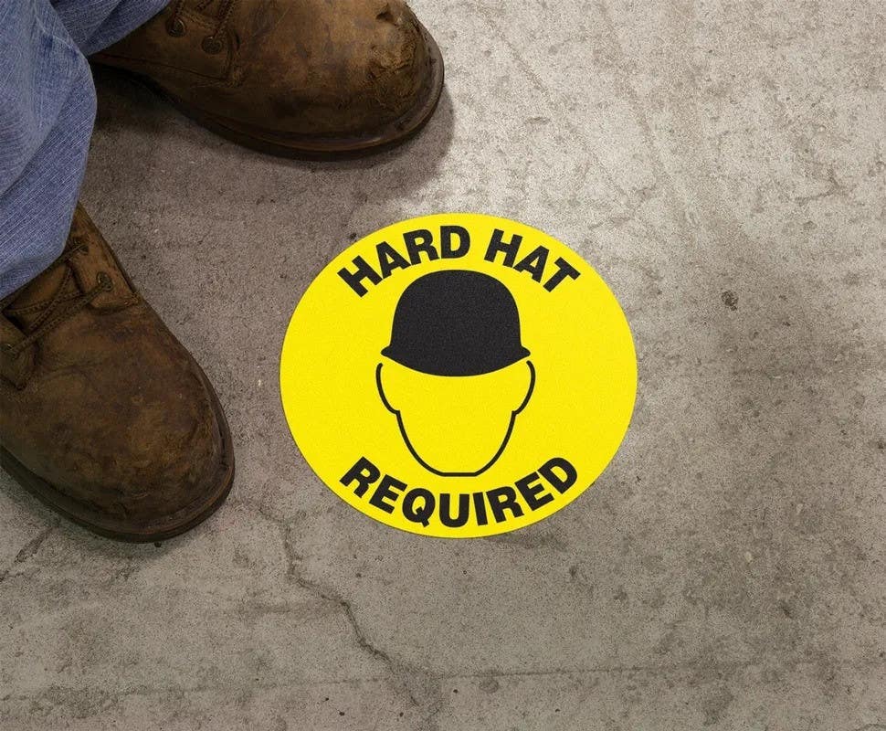 AccuformNMC MFS Slip-Gard, Floor Sign, Hard Hat Required