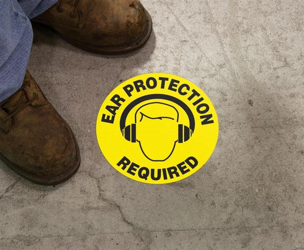 AccuformNMC MFS Slip-Gard, Floor Sign, Ear Protection Required