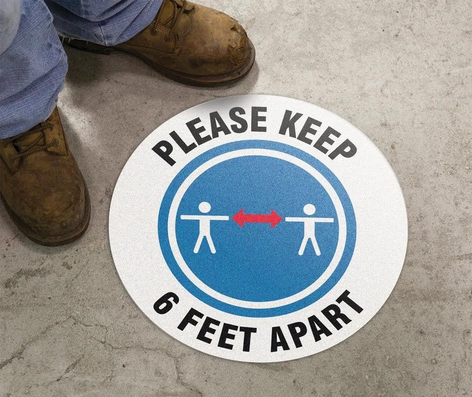 AccuformNMC MFS30 Slip-Gard, Floor Sign, Please Keep 6 Feet Apart