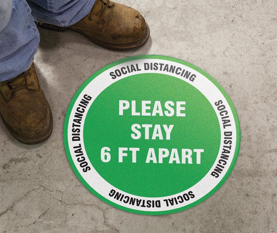 AccuformNMC MFS30 Slip-Gard, Floor Sign, Please Stay 6 Ft Apart Social Distancing