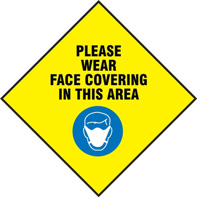 AccuformNMC MFS3 Slip-Gard, Floor Sign, Please Wear Face Covering In This Area