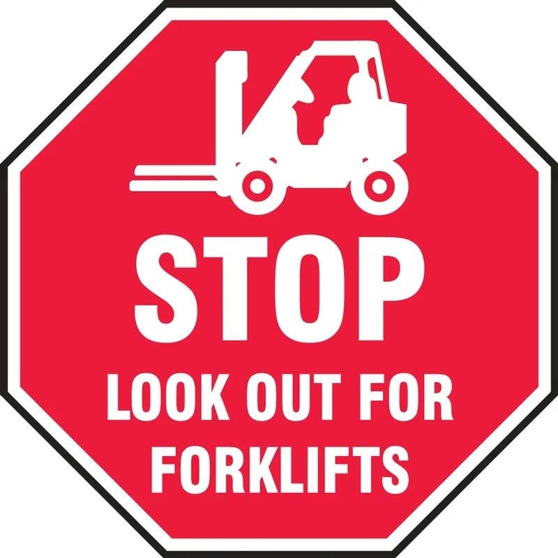 AccuformNMC MFS320 Slip-Gard, Floor Sign, Stop, Look Out For Forklifts, 17"