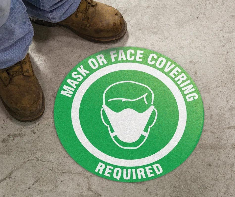 AccuformNMC MFS3 Slip-Gard, Floor Sign, Mask Or Face Covering Required