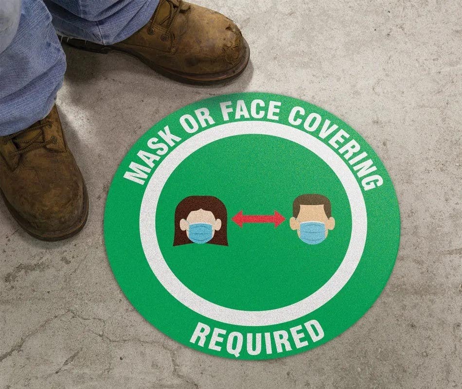 AccuformNMC MFS3 Slip-Gard, Floor Sign, Mask Or Face Covering Required (Graphic)