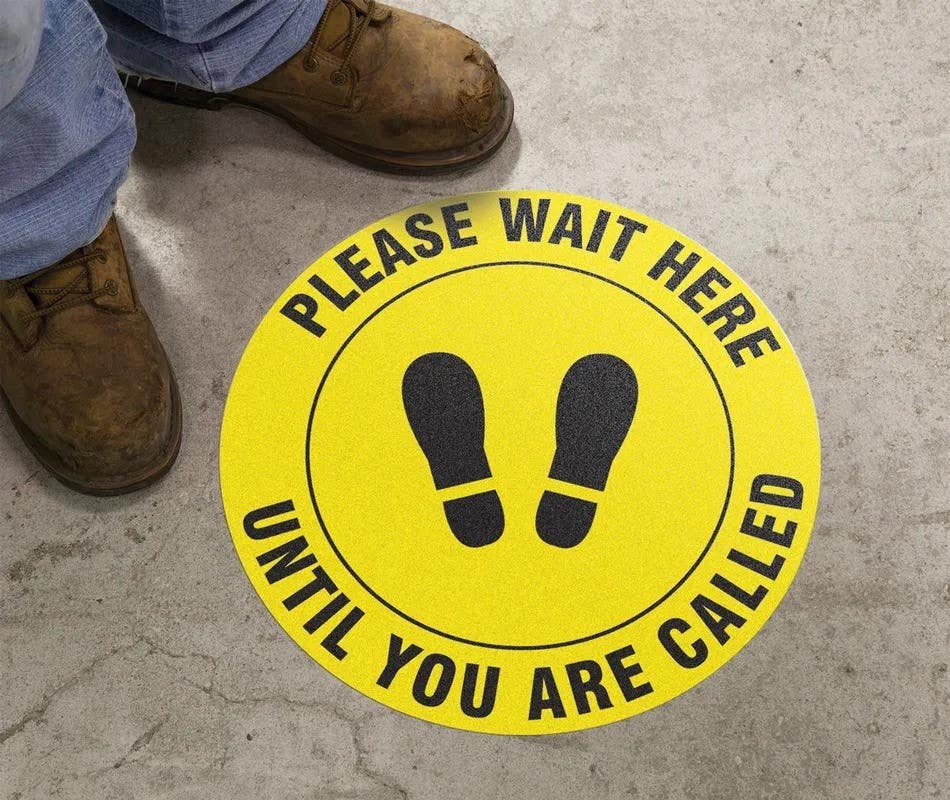 AccuformNMC MFS3 Slip-Gard, Floor Sign, Please Wait Here Until You Are Called