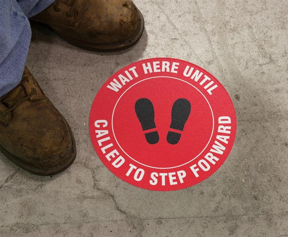 AccuformNMC MFS34 Slip-Gard, Floor Sign, Wait Here Until You Are Called To Step Forward