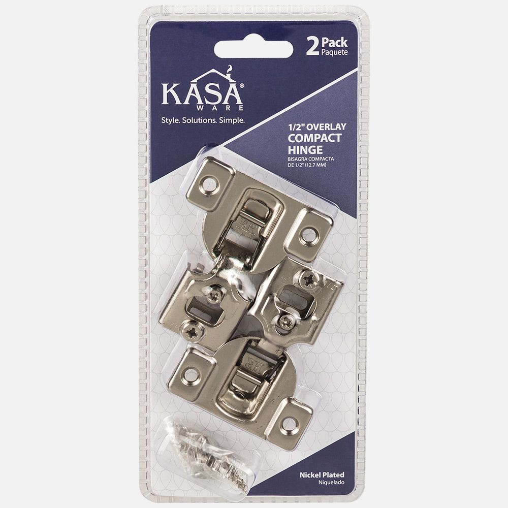 Hardware Resources KFHCN012-A-2 KasaWare 1/2" Overlay Compact Hinge, 2-Pack