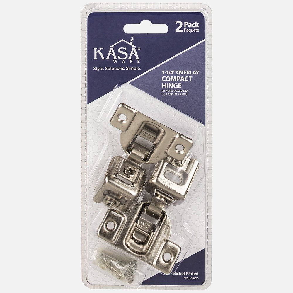 Hardware Resources KFHCN114-A-2 KasaWare 1-1/4" Overlay Compact Hinge, 2-Pack