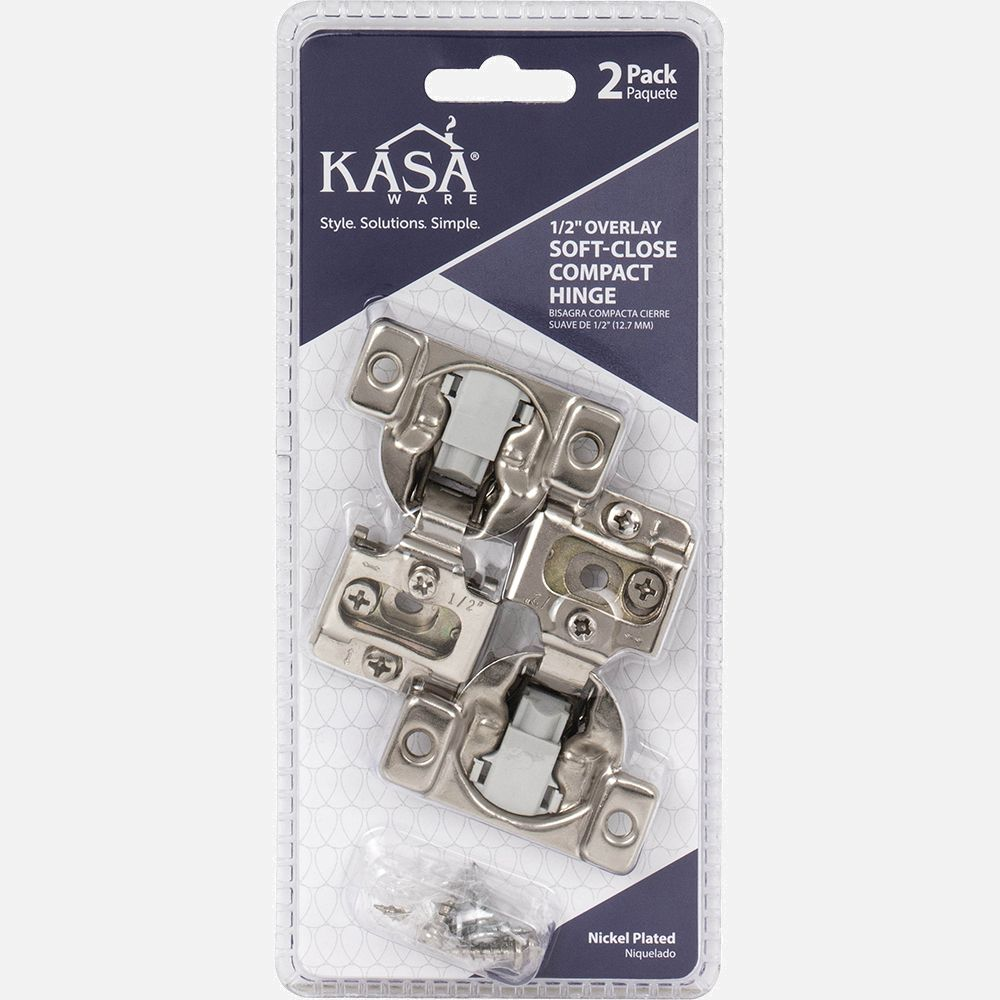 Hardware Resources KFHCS012-B-2 KasaWare 1/2" Overlay Soft-Close Compact Hinge, 2-Pack