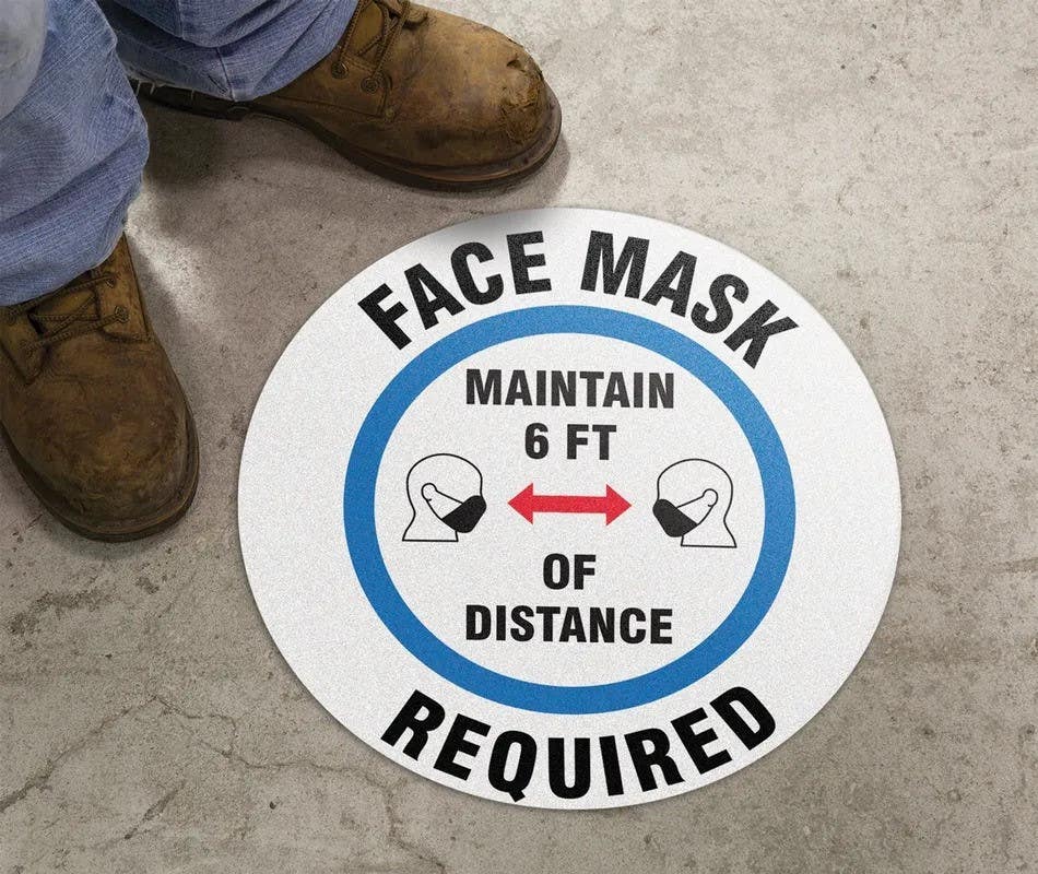 AccuformNMC MFS3 Slip-Gard, Floor Sign, Face Mask Required Maintain 6 Ft Of Distance
