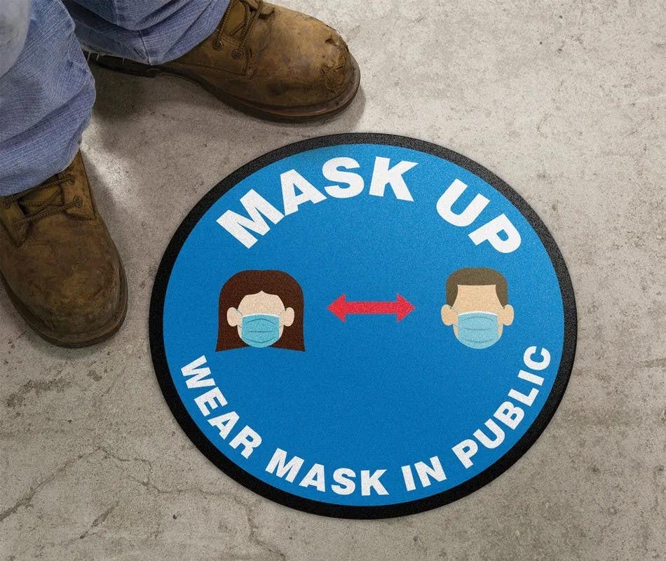 AccuformNMC MFS3 Slip-Gard, Floor Sign, Mask Up Wear Your Mask In Public Places