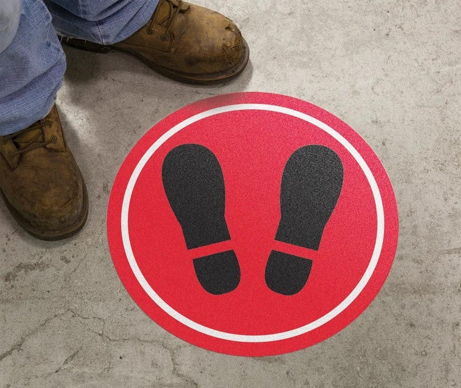 AccuformNMC MFS38 Slip-Gard, Floor Sign, Footprint Image (In Circle)