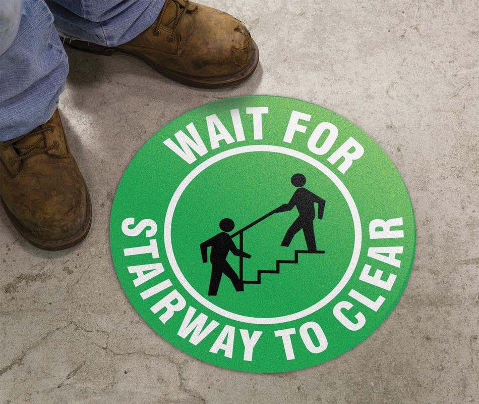 AccuformNMC MFS39 Slip-Gard, Floor Sign, Wait For Stairway To Clear