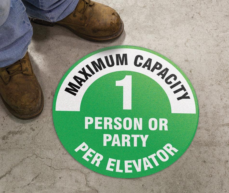 AccuformNMC MFS Slip-Gard, Floor Sign, Maximum Capacity 1 Person Or Party Per Elevator